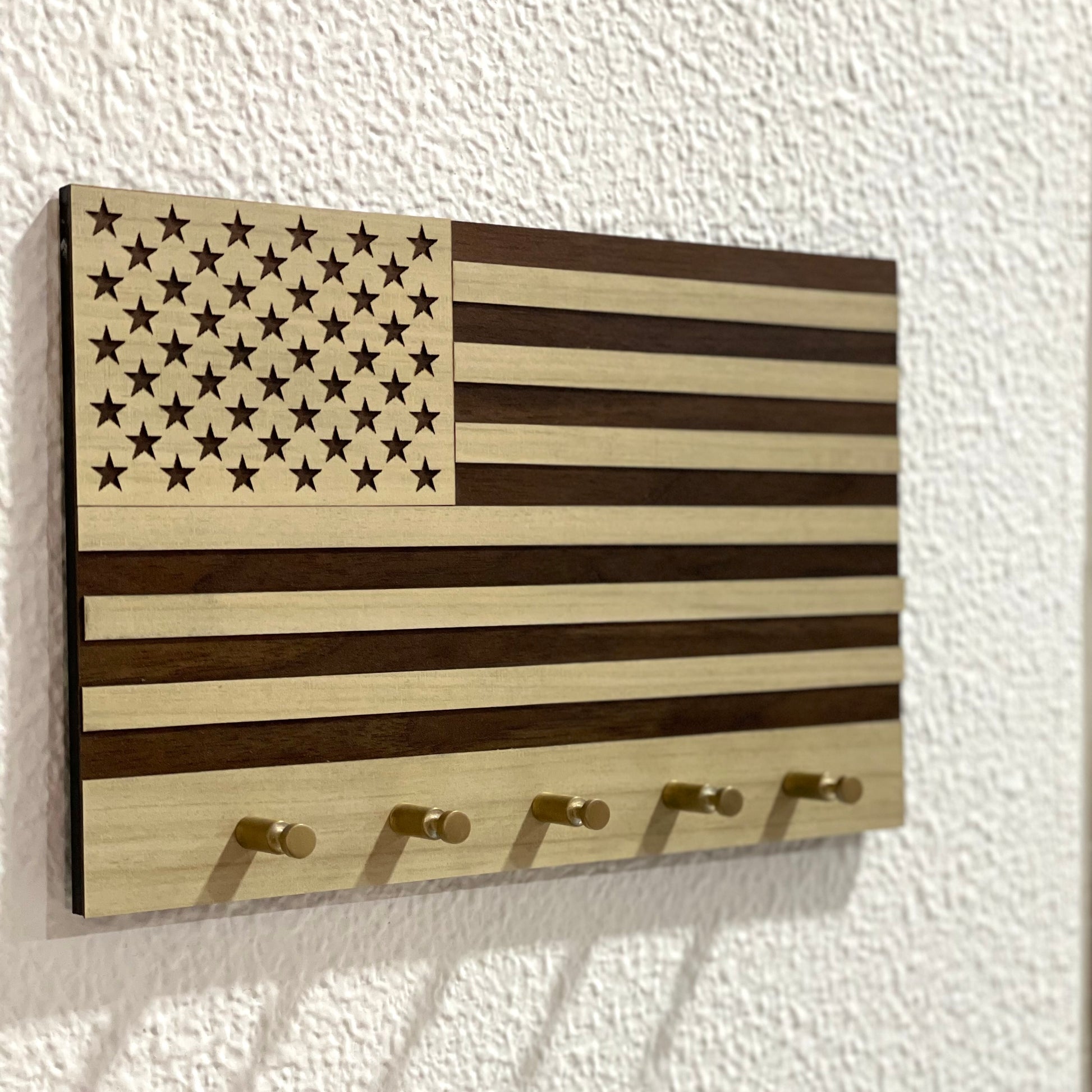 USA Flag Key Holder  | 10 x 6.5 Inch | Entry Way Organizer | US Flag