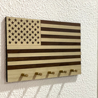 USA Flag Key Holder  | 10 x 6.5 Inch | Entry Way Organizer | US Flag