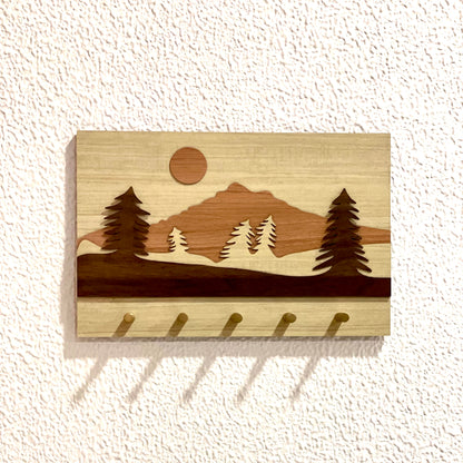 Mountain Scene Key Holder | Key hangers  | Key Organizer | Entryway Organizer - 10 x 6.5 Inches