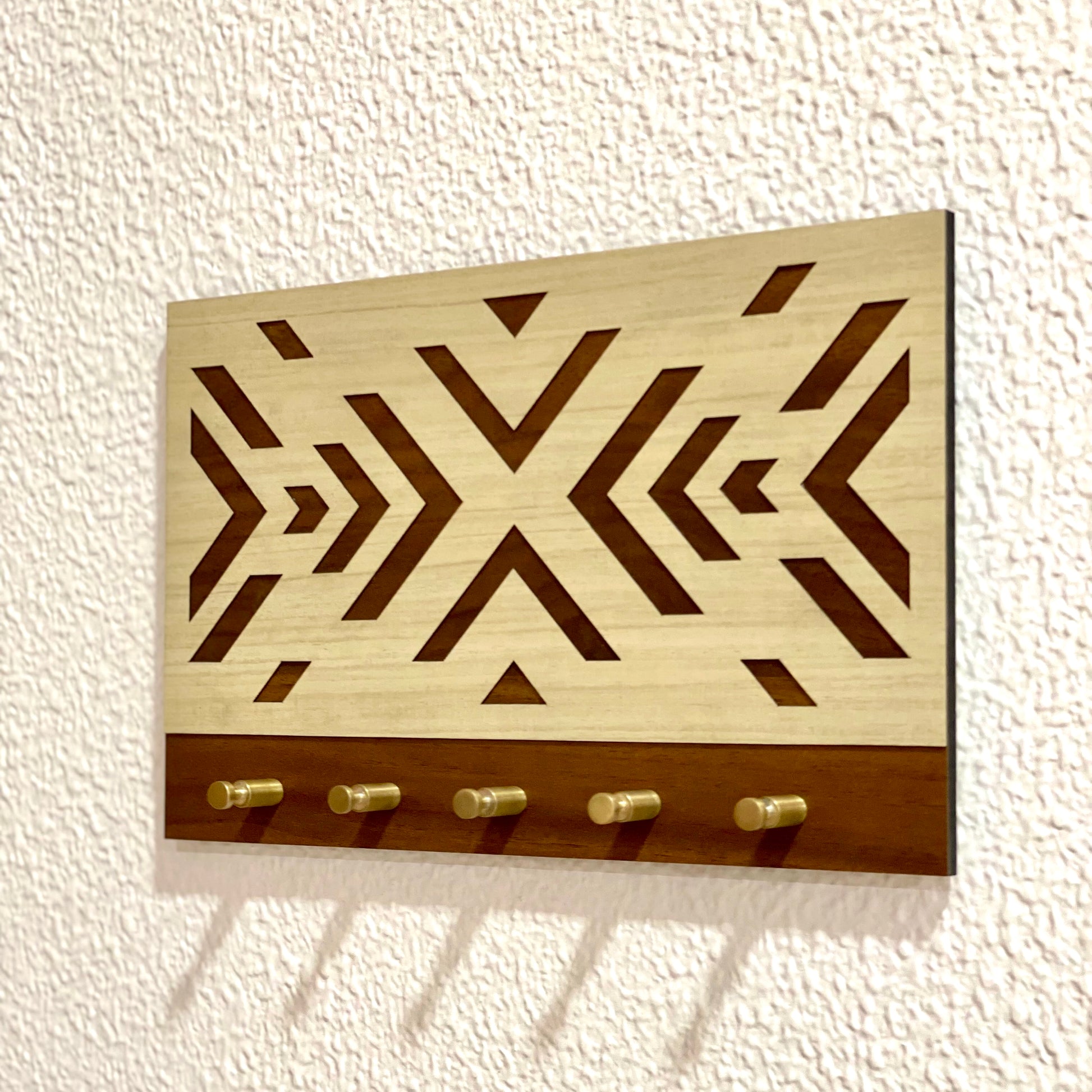 Geometric 'X' Design Key Holder | Key Hanger | Entryway Organizer - 10 x 6.5 Inches.