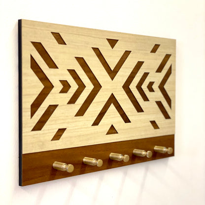 Geometric 'X' Design Key Holder | Key Hanger | Entryway Organizer - 10 x 6.5 Inches.