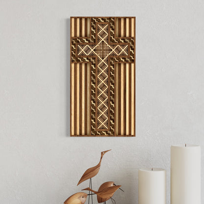 Grace Multi-Layer Wooden Wall Art | 12 x 22 Inch | walnut and White Oak