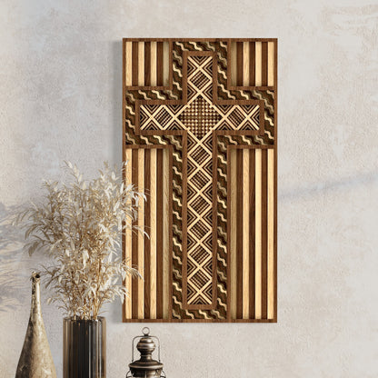 Grace Multi-Layer Wooden Wall Art | 12 x 22 Inch | walnut