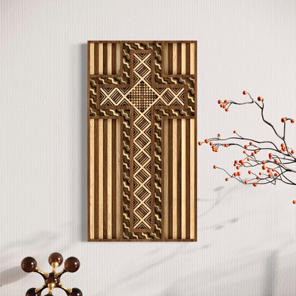 Grace Multi-Layer Wooden Wall Art | 12 x 22 Inch | Walnut And White Oak 