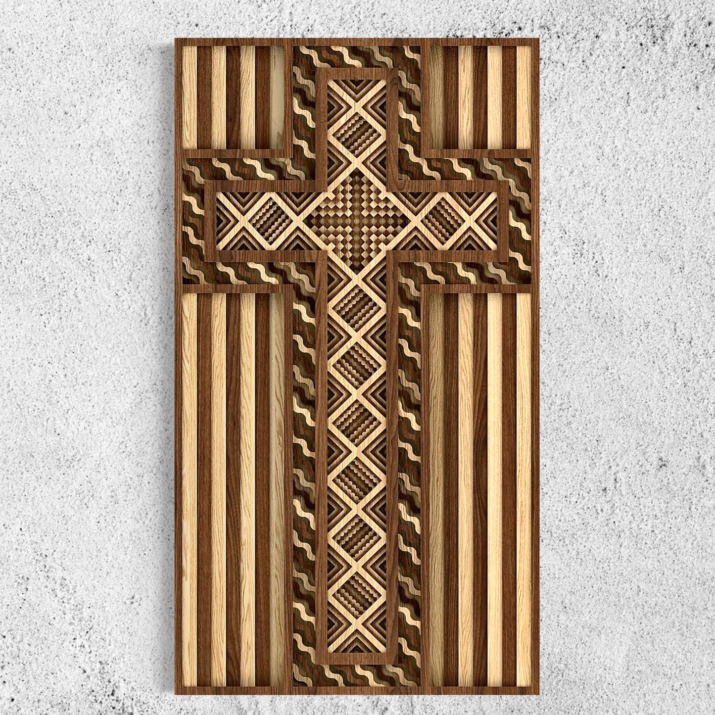 Grace Multi-Layer Wooden Wall Art | 12 x 22 Inch | walnut