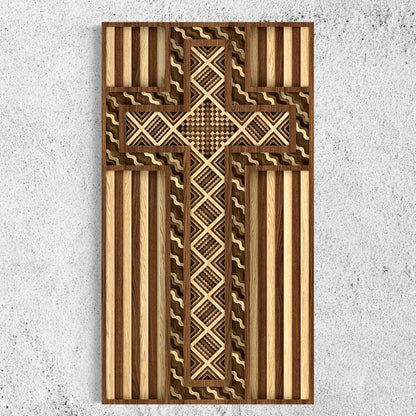 Grace Multi-Layer Wooden Wall Art | 12 x 22 Inch | walnut