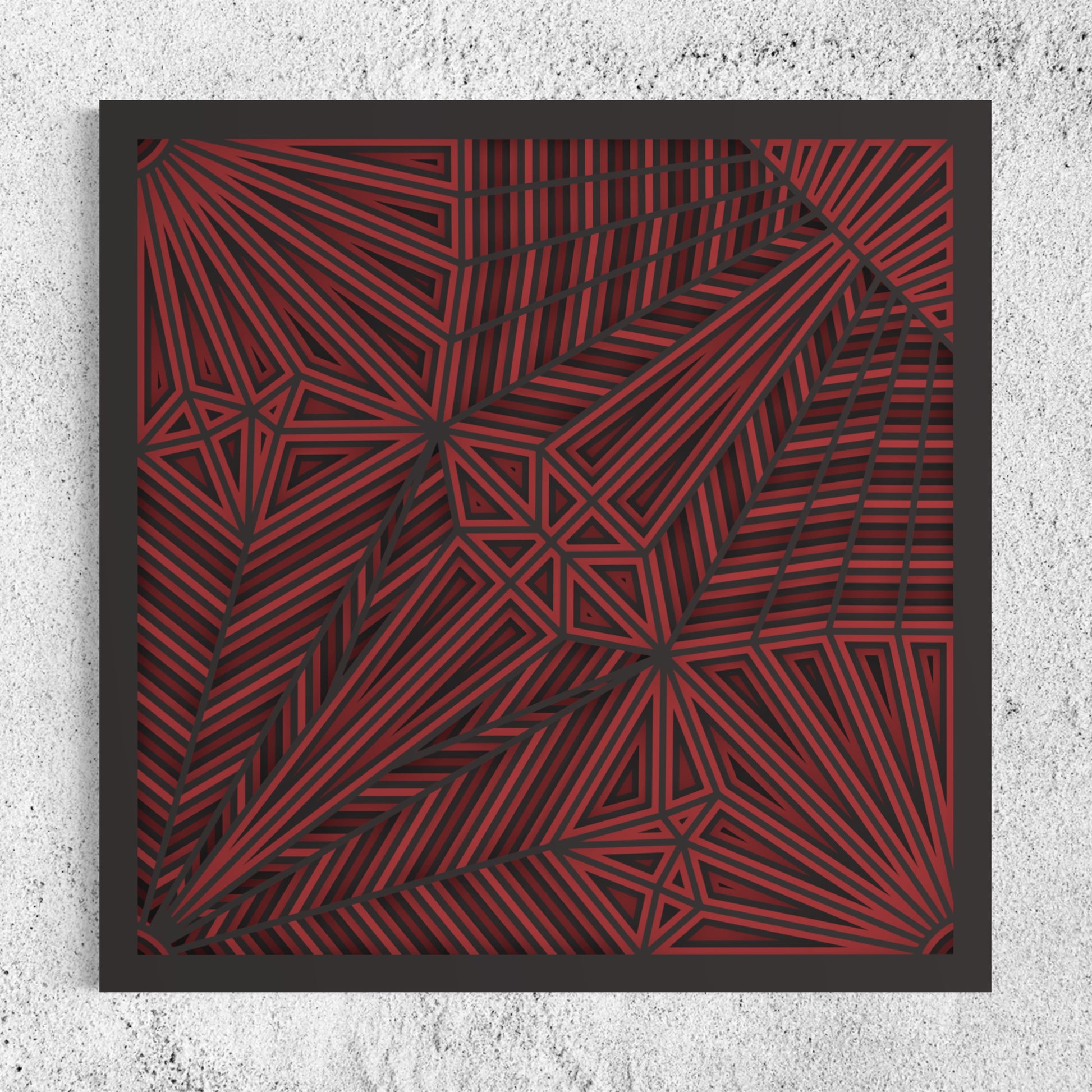 Optrix Wood Wall Art | Color Dull Red And Charcoal