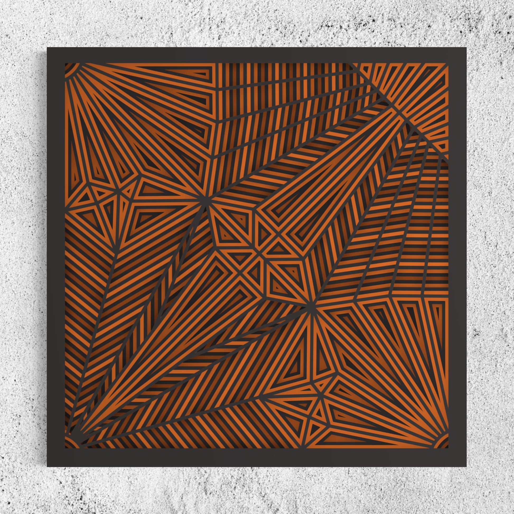 Optrix Wood Wall Art | Color Brownish Orange And Charcoal