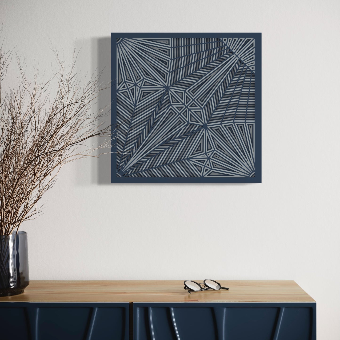 Optrix Wood Wall Art | Blue Dianne And Hit Grey