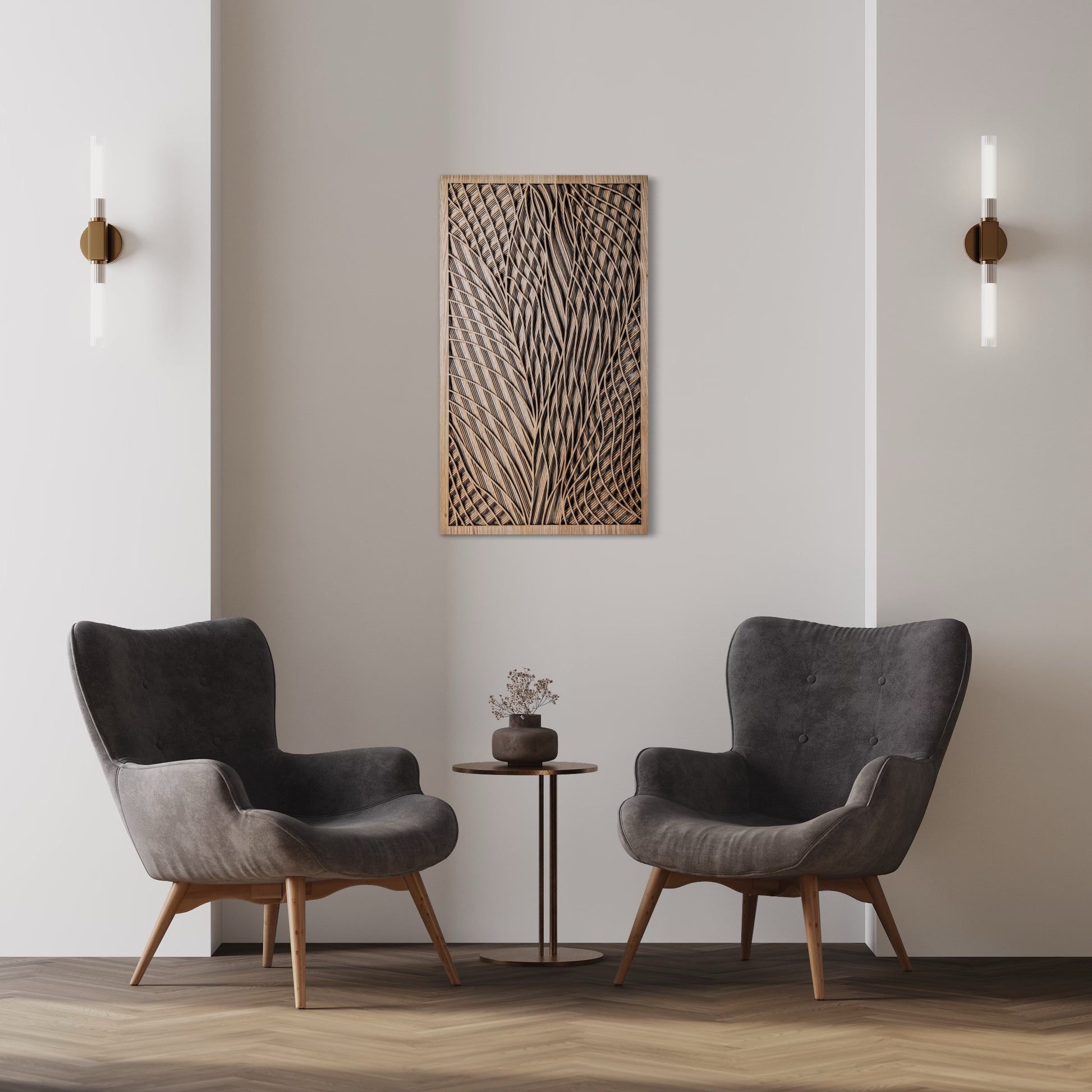 Intersection Multi-Layer Wooden Wall Art | Walnut